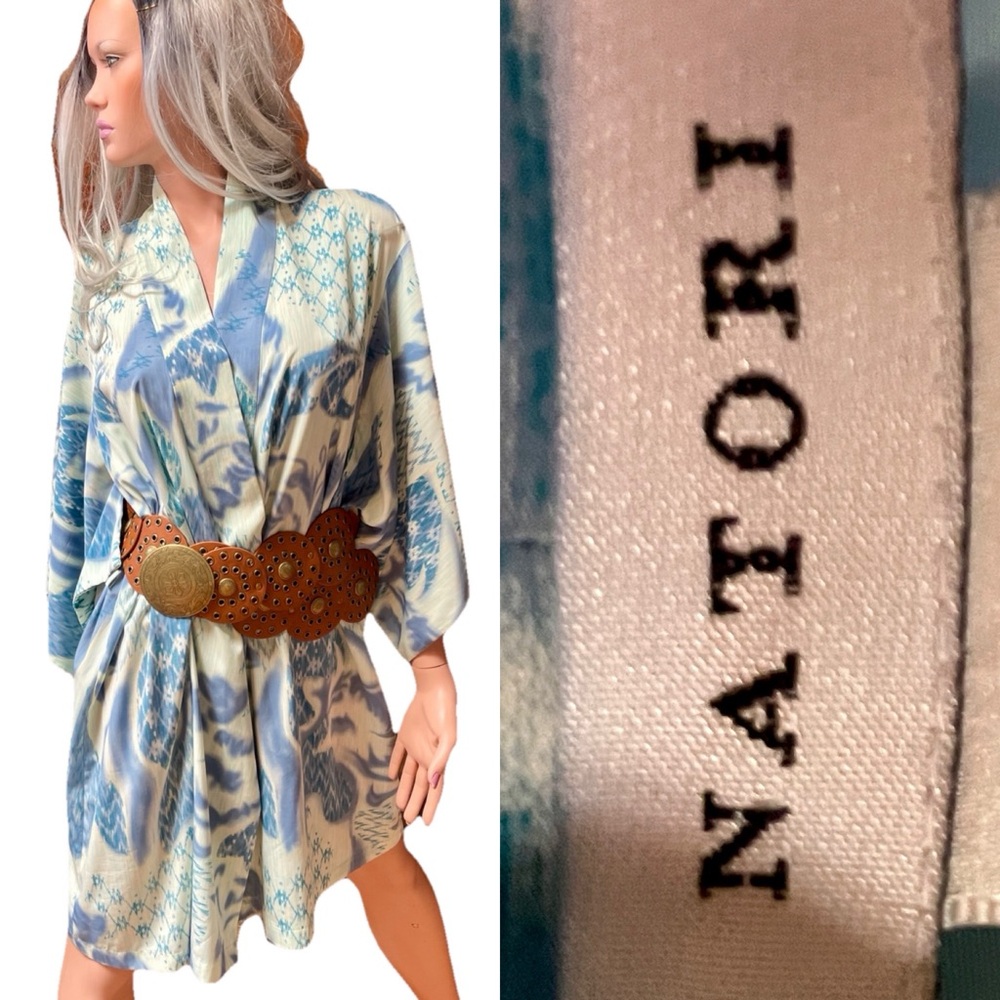 NATORI Silky Sea Tones KIMONO Jacket Robe Size S/M (Oversized)